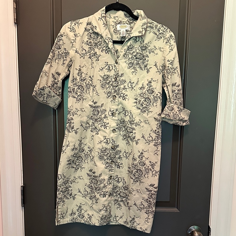 Talbots Black‎ and Cream Long Sleeve Dress Size 2P